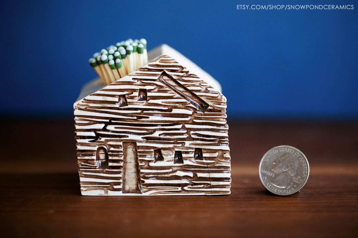 Modern White Ceramic Match Striker with Log Cabin Texture - Unique Housewarming Gift / Candle Gift