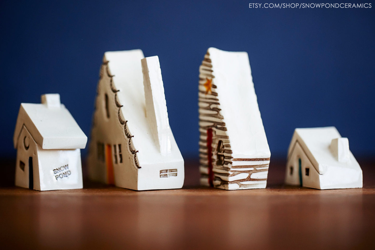 Joyful Whimsical Ceramic Houses with Stars, Moon, Sunshine - House Host Gift