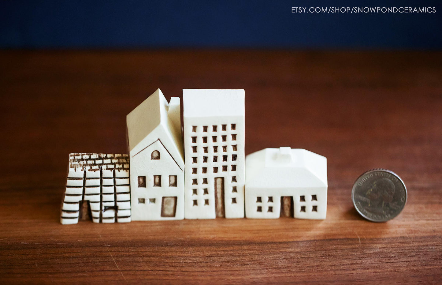 Old World Style Miniature White Ceramic Houses - Waldorf Unique Natural Imagination Toy