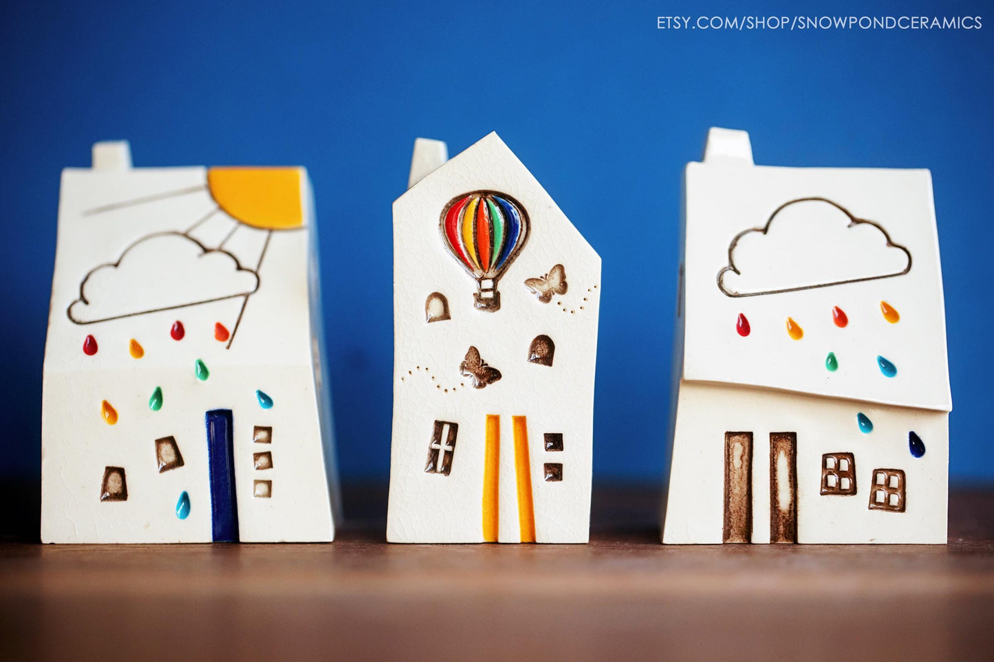 Whimsical Rainbow Cloud House / Hot Air Balloon / Butteryfly - Joyful Altar Decor