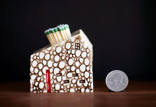 Cobblestone Bungalow Ceramic Match Striker - Mantle Decor / Cabin Gift