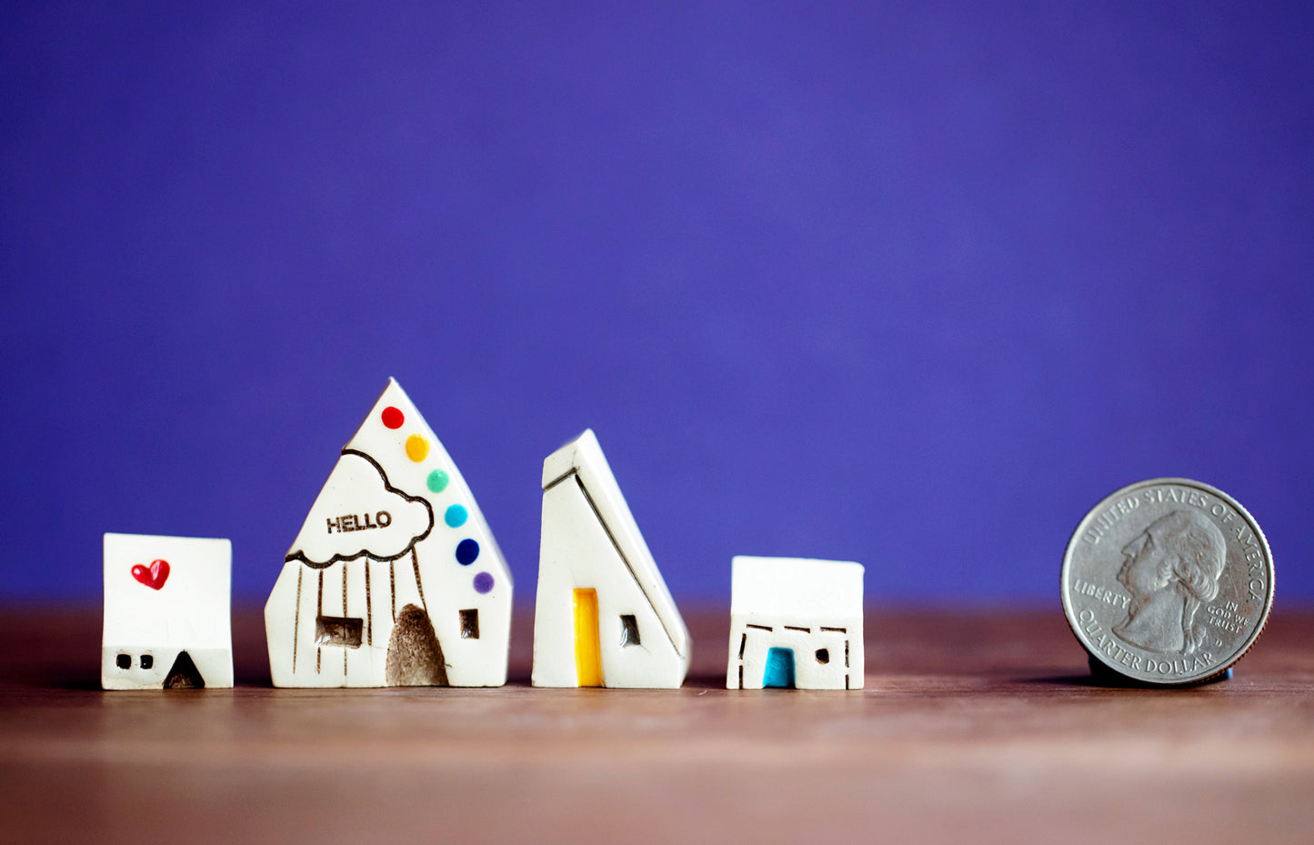 Tiny Village with Secret Hello Message and Heart Houses