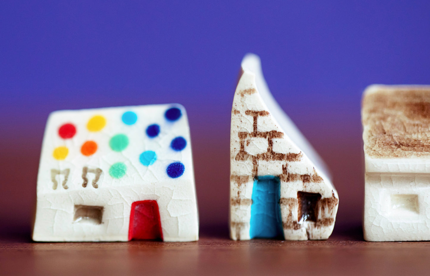 Miniature Christmas Village with Rainbows and Two Cats