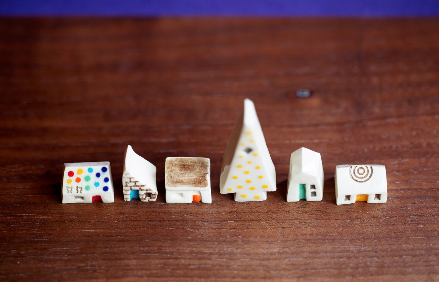 Miniature Christmas Village with Rainbows and Two Cats