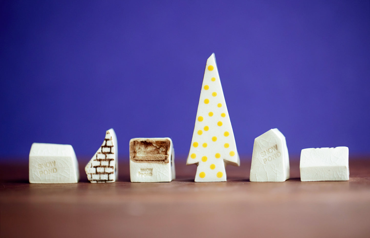 Miniature Christmas Village with Rainbows and Two Cats