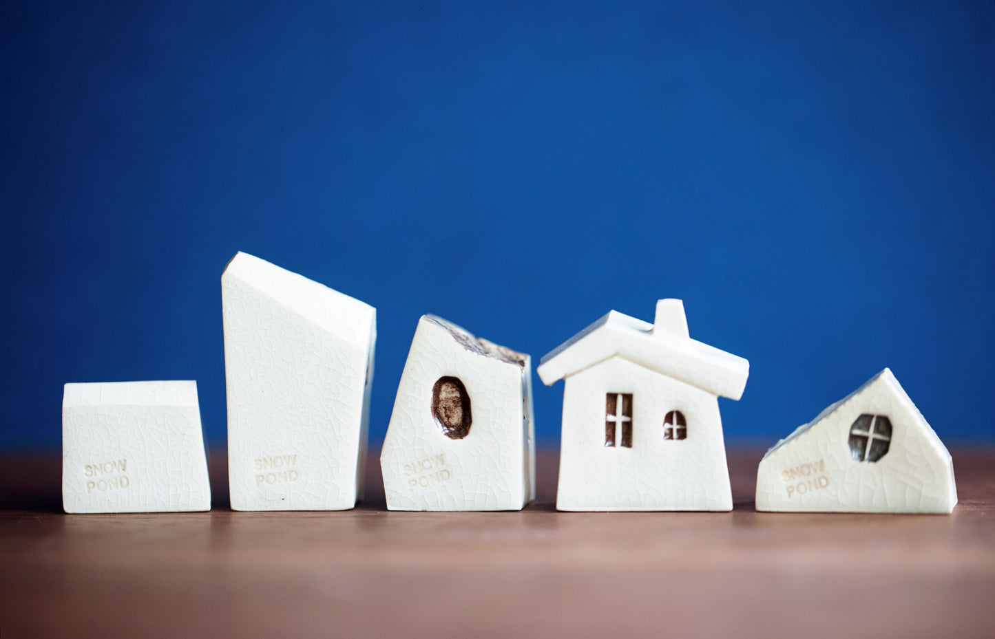 Fun Little Ceramic Village of White Houses with Red Heart