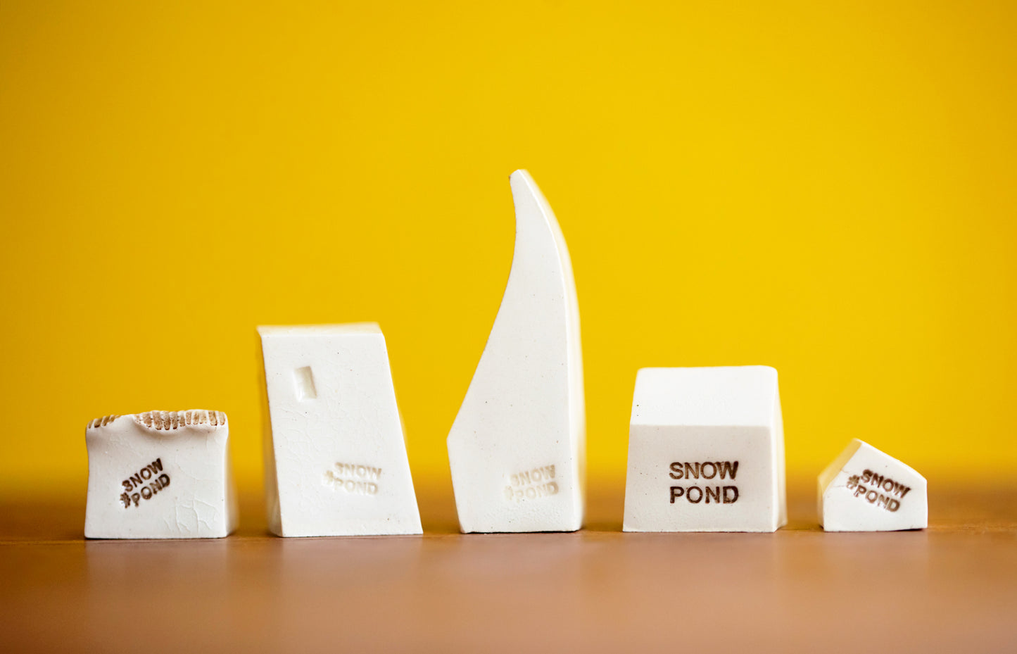 Tiny Mod Rainbow Ceramic Village of Five Houses