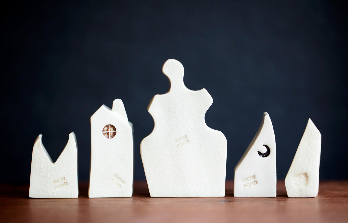 Haunted Village of Ceramic Houses with Ghost Girl and Skull