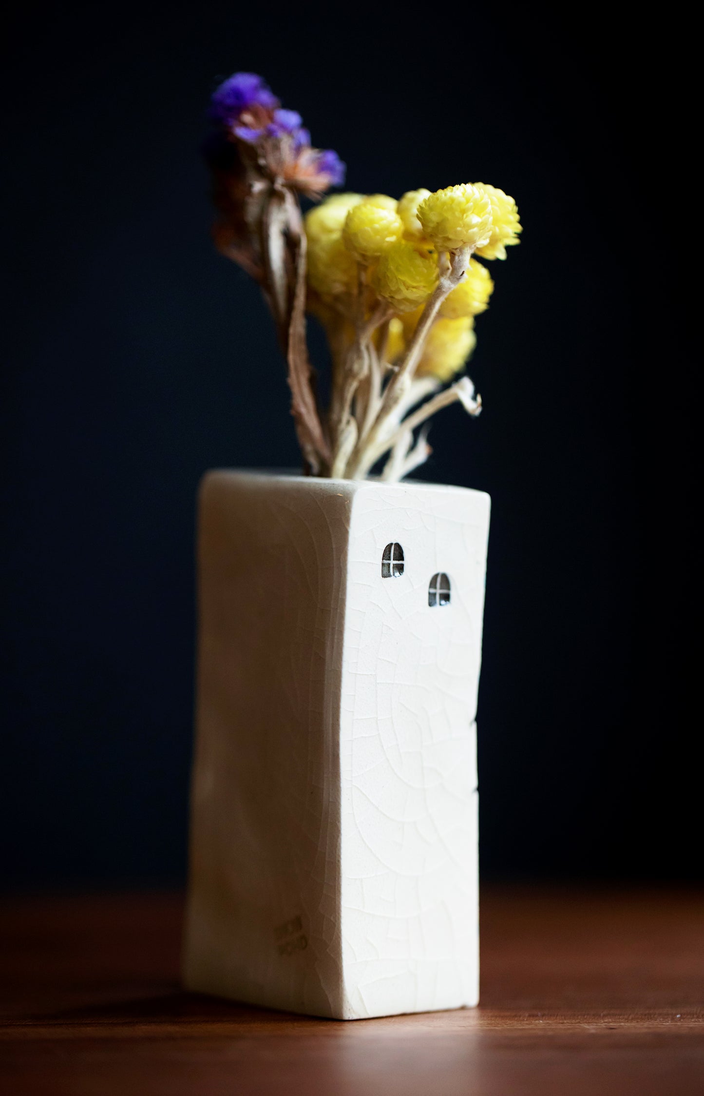 Unique Teacher Gift - Polka Dot Cloud Bud Vase with Blue Dots