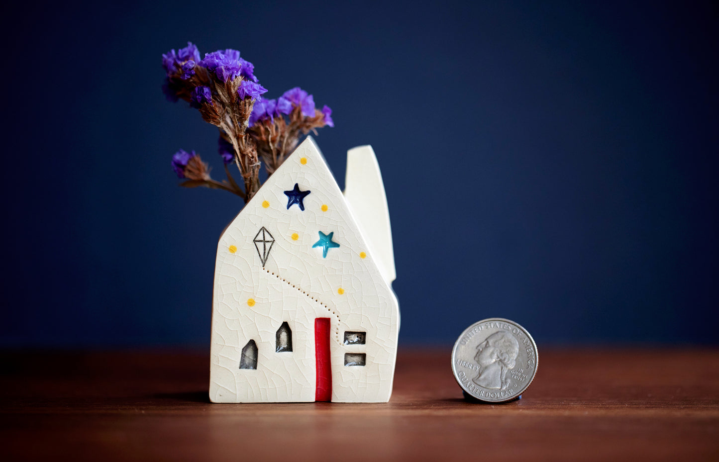 Whimsical Ceramic Bud Vase with Kite and Stars
