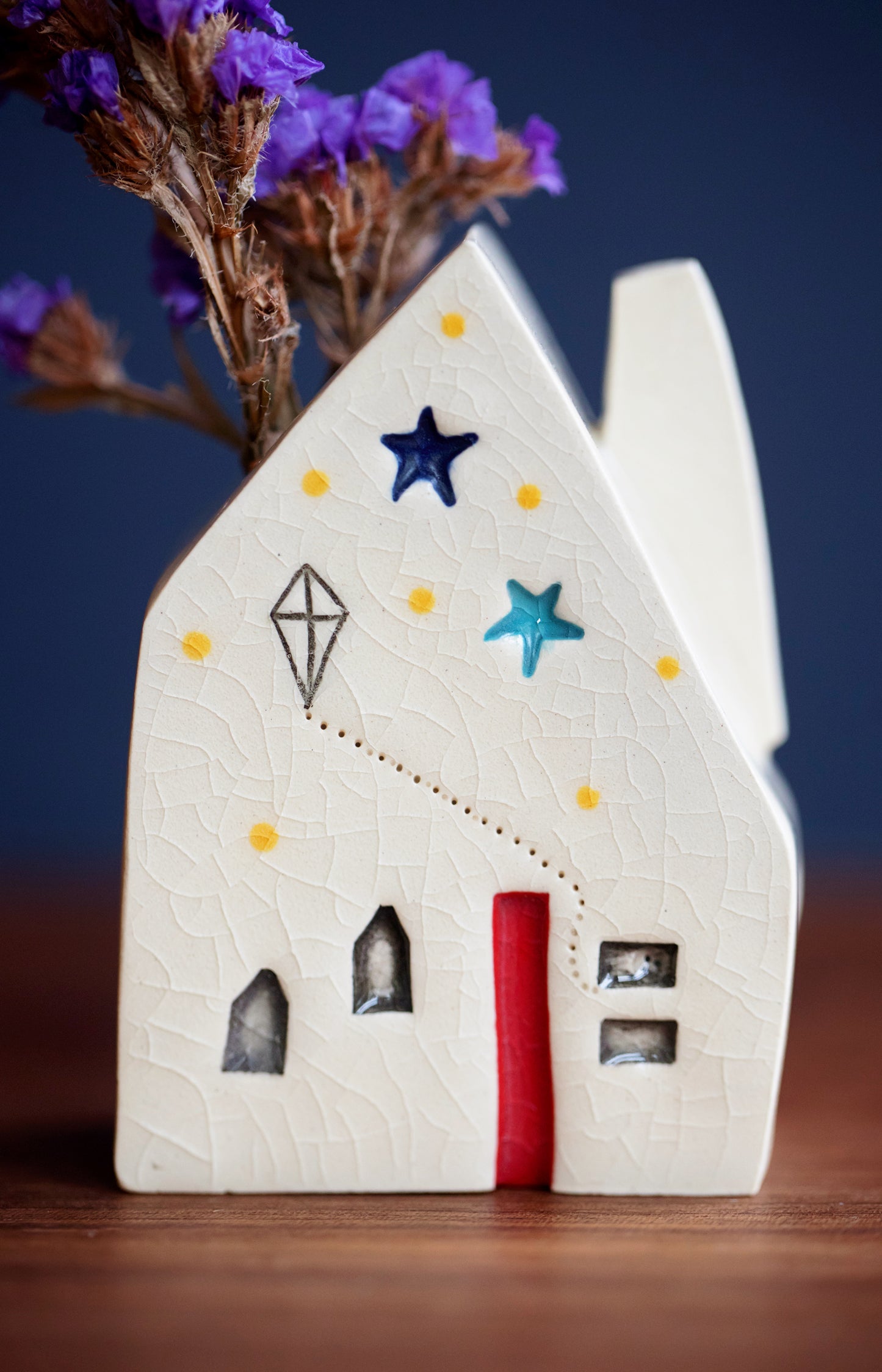 Whimsical Ceramic Bud Vase with Kite and Stars