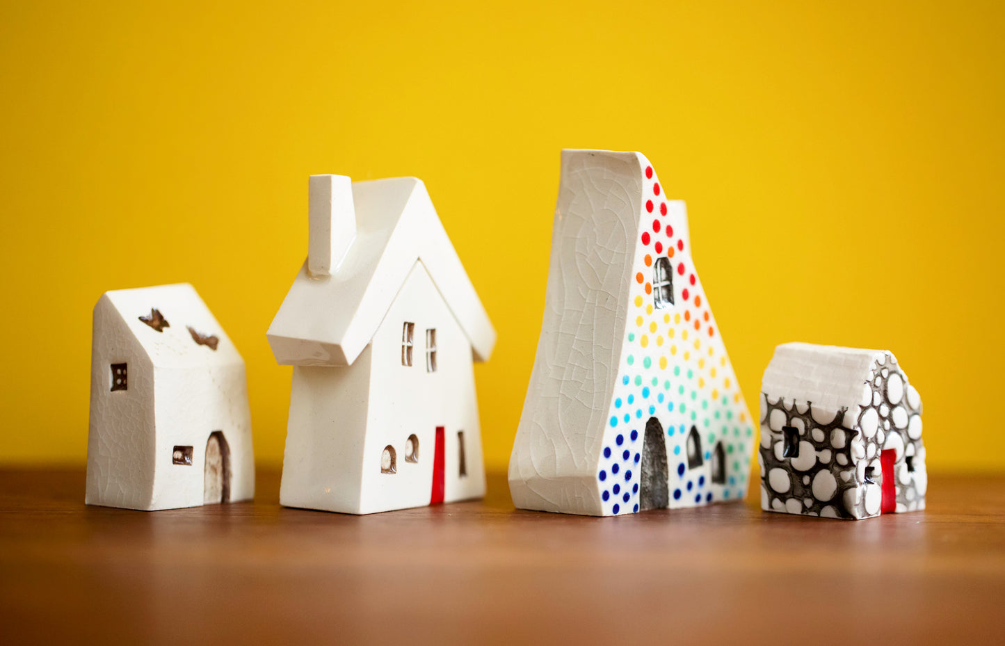 Ceramic Holiday Village with Rainbow of Lights and Butterflies