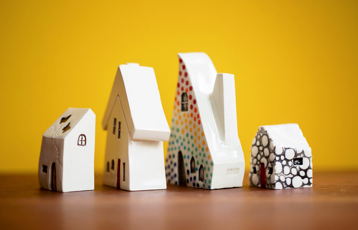 Ceramic Holiday Village with Rainbow of Lights and Butterflies