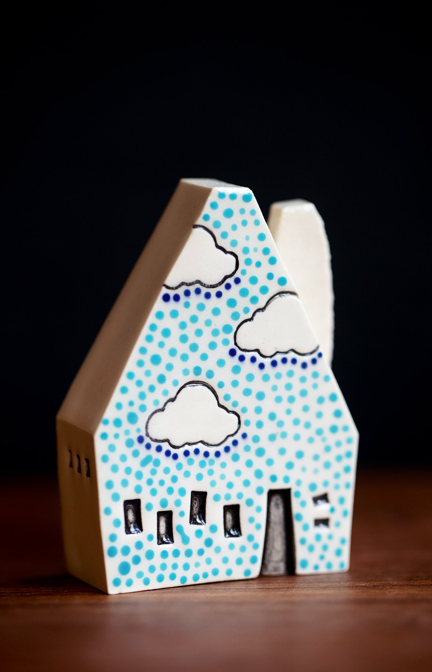 Whimsical Rainbow Dot Cloud Houses