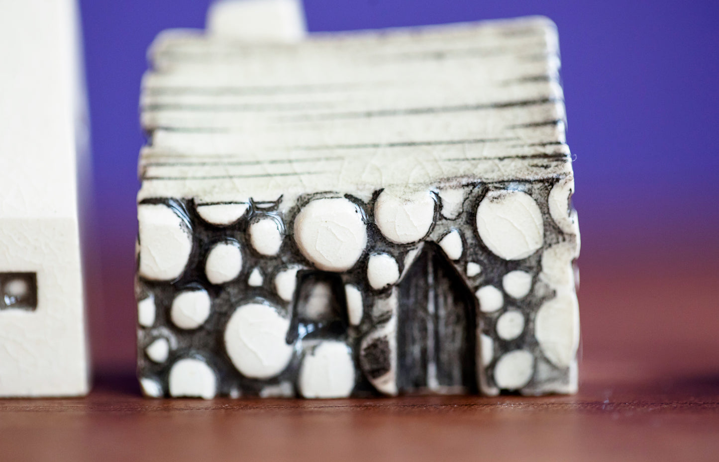 Spooky Halloween Ceramic Houses Village with Skull and Cat