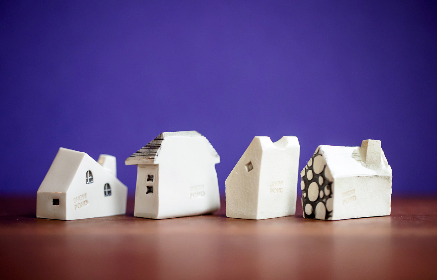Spooky Halloween Ceramic Houses Village with Skull and Cat