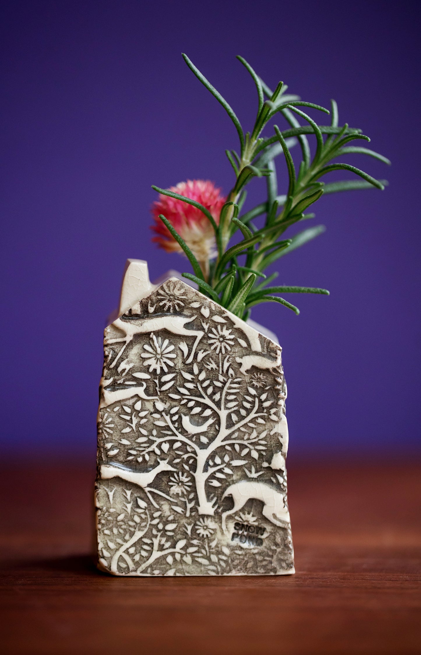 Woodland Pattern Ceramic Bud Vase House - Little Teacher Gift