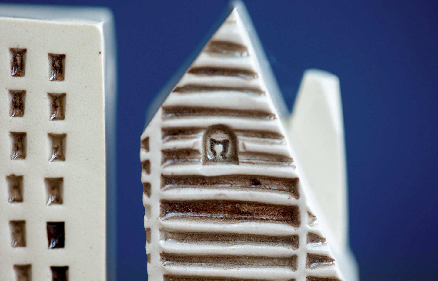 Old World Style Polish Ceramic Houses with Cat and Heart