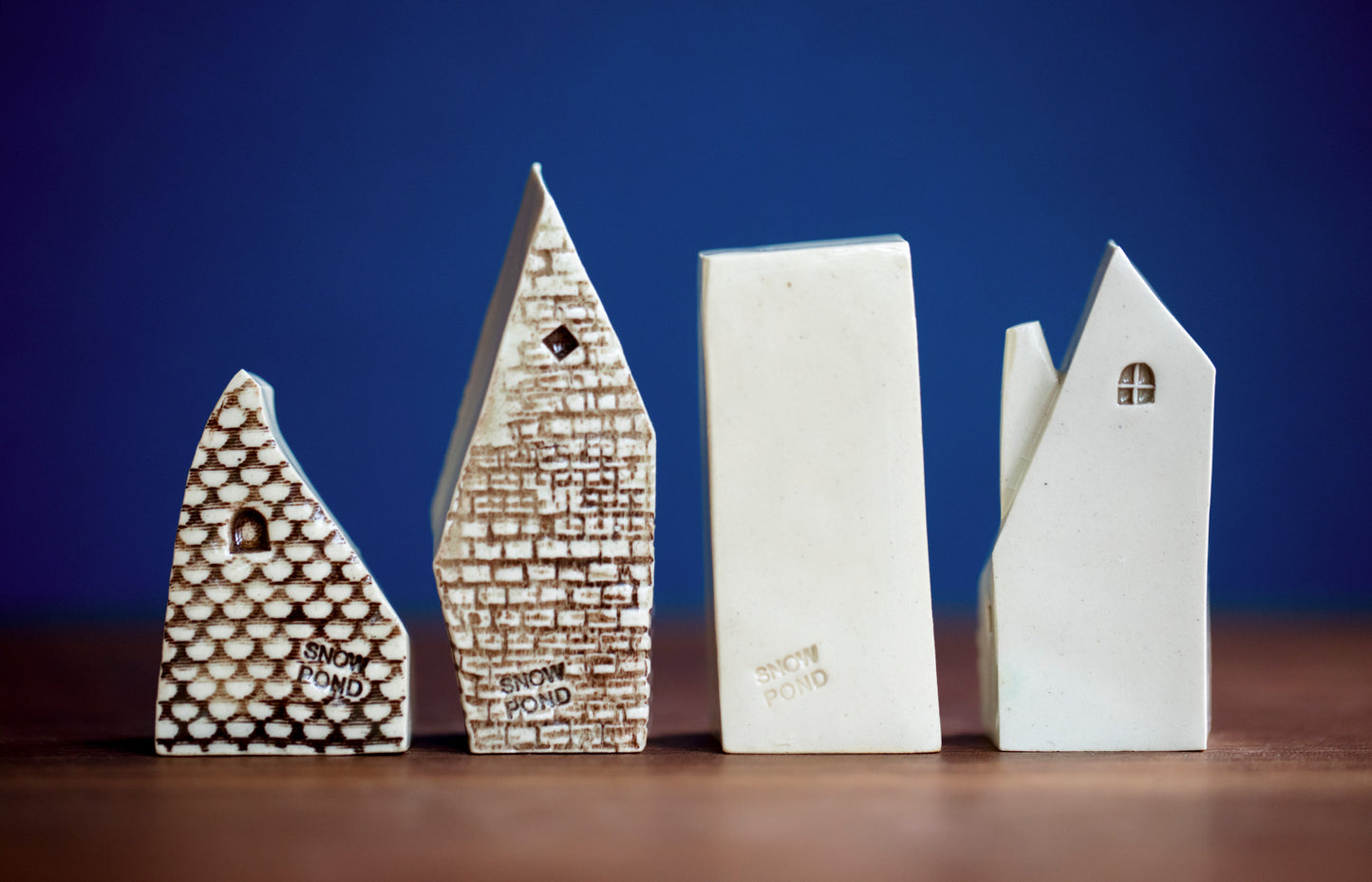 Old World Style Polish Ceramic Houses with Cat and Heart