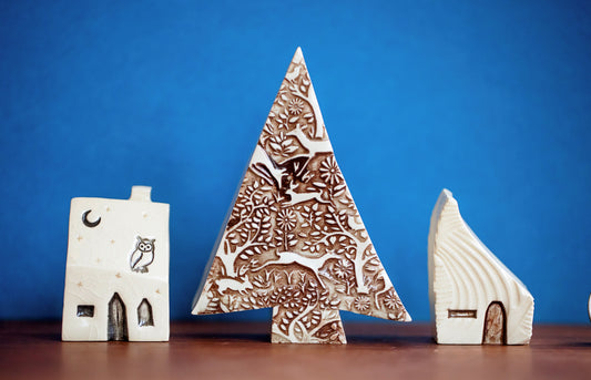 Christmas Village with Ceramic Tree and Owl House