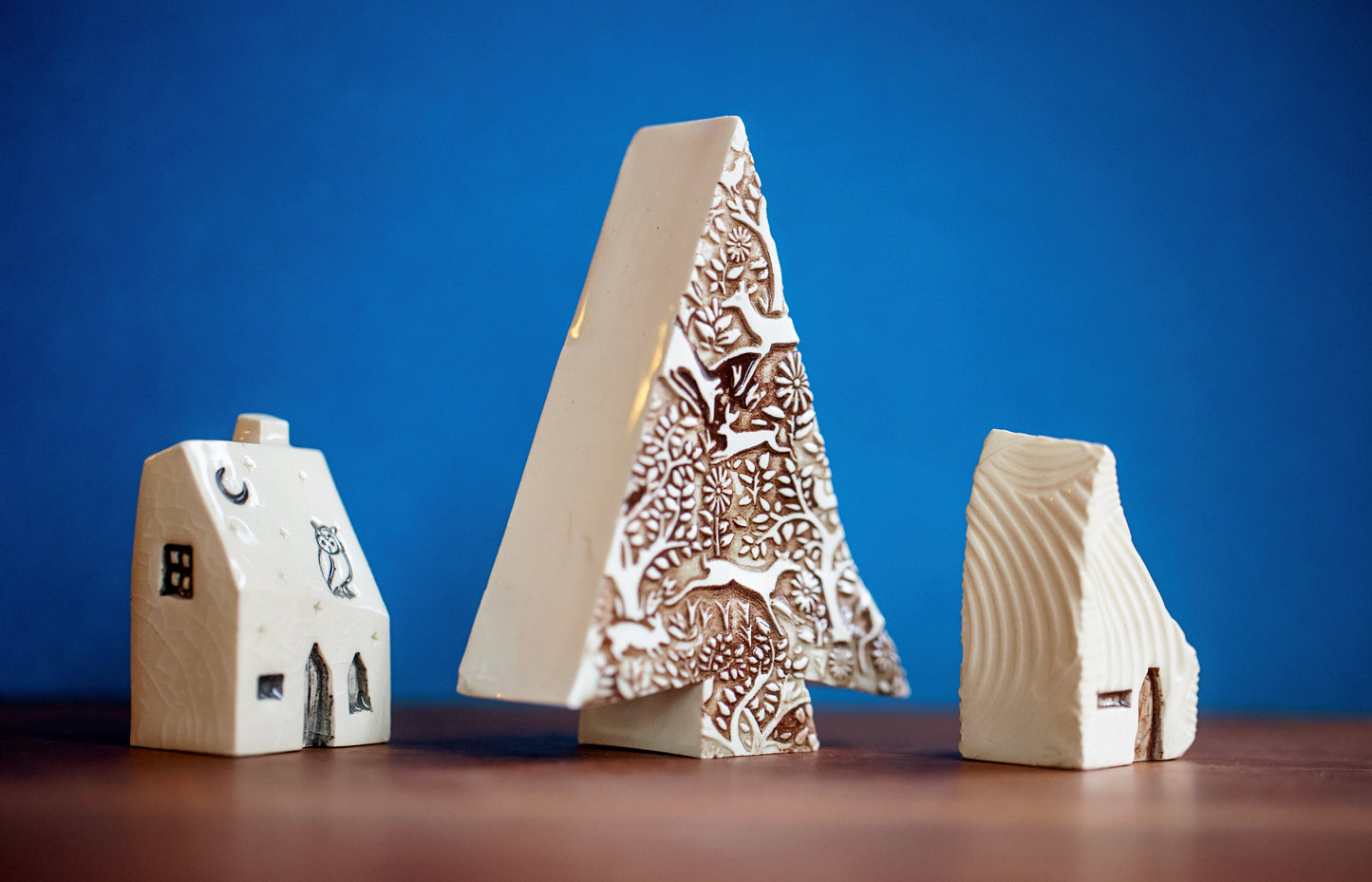 Christmas Village with Ceramic Tree and Owl House