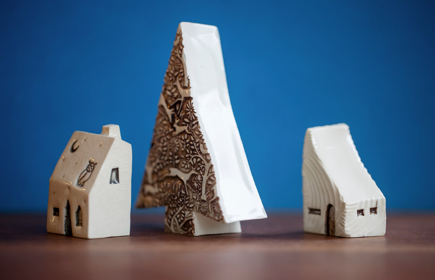 Christmas Village with Ceramic Tree and Owl House