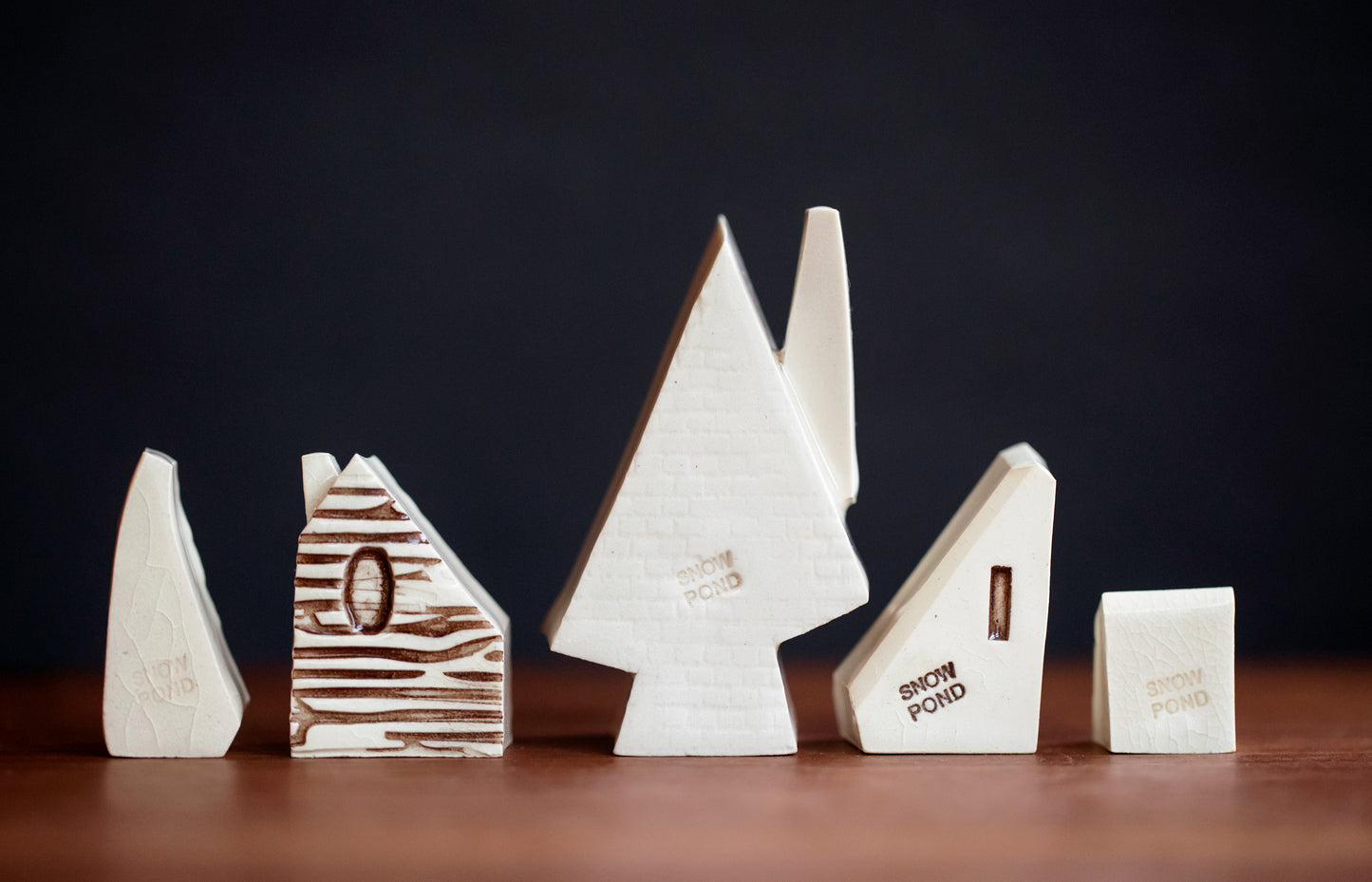 Colorful Holiday Ceramic Village with Blue Dots Tree and Little Houses