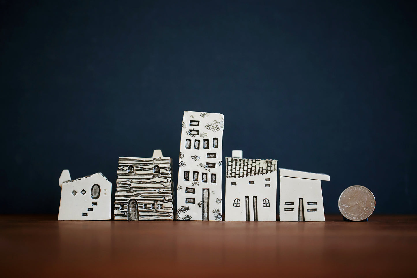 Old World Style Ceramic Village of Five Houses