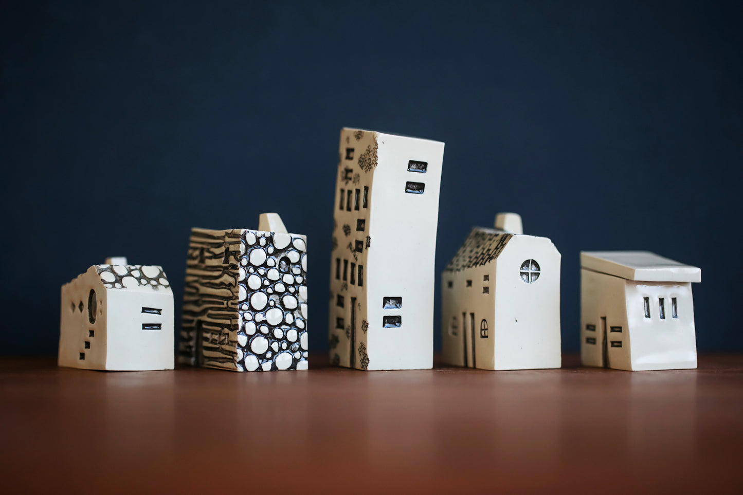Old World Style Ceramic Village of Five Houses