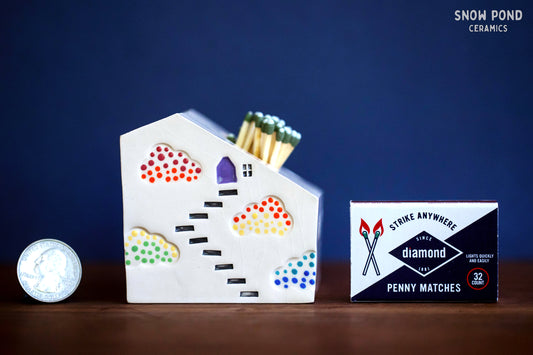 Rainbow Clouds Ceramic Match Striker with Purple Door