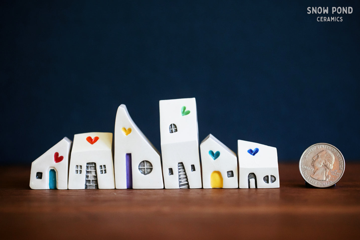 Rainbow Heart Ceramic Houses Village Puzzle