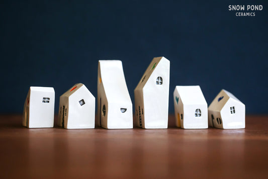 Rainbow Heart Ceramic Houses Village Puzzle