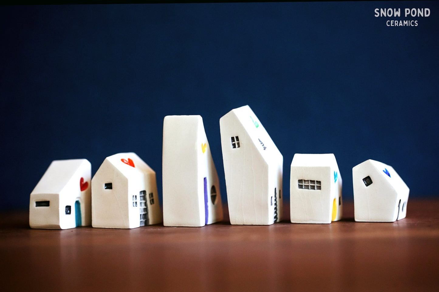 Rainbow Heart Ceramic Houses Village Puzzle