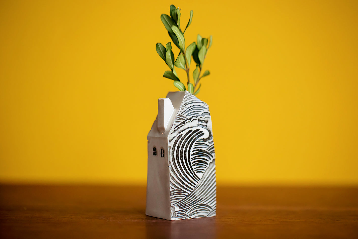 Rainbow Ceramic House Bud Vase with Hearts and Tiny Windows