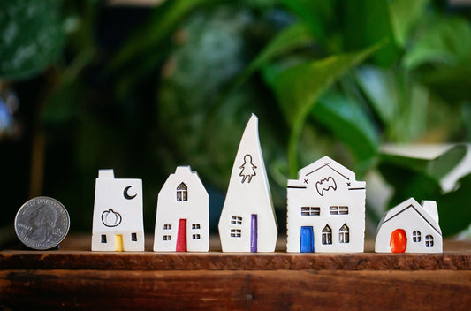 Colorful Halloween Ceramic Tiny Village