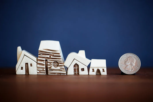Mini Ceramic Village with Witch Window