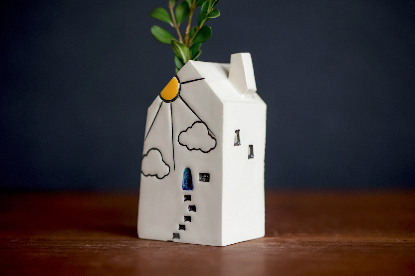 Sunshine Ceramic Bud Vase House for Fresh Herbs or Flowers