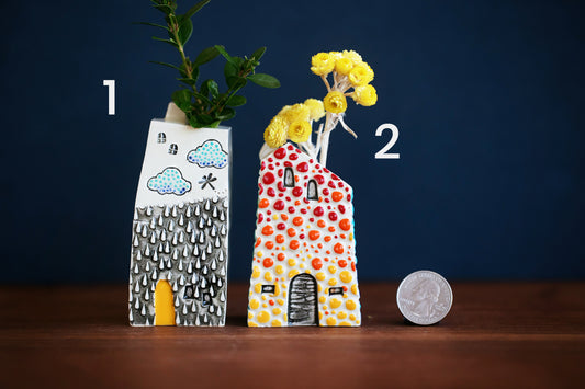 Whimsical Rainbow Bud Vases - Cobblestone and Rain Texture