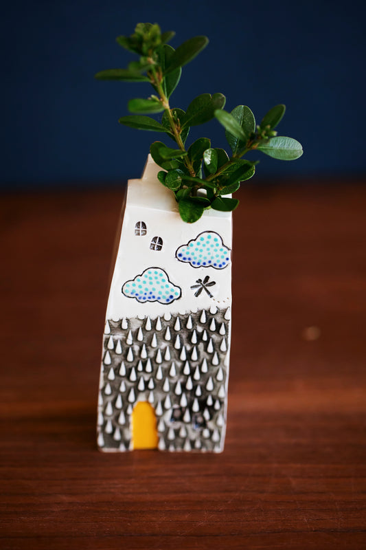 Whimsical Rainbow Bud Vases - Cobblestone and Rain Texture