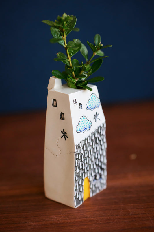 Whimsical Rainbow Bud Vases - Cobblestone and Rain Texture