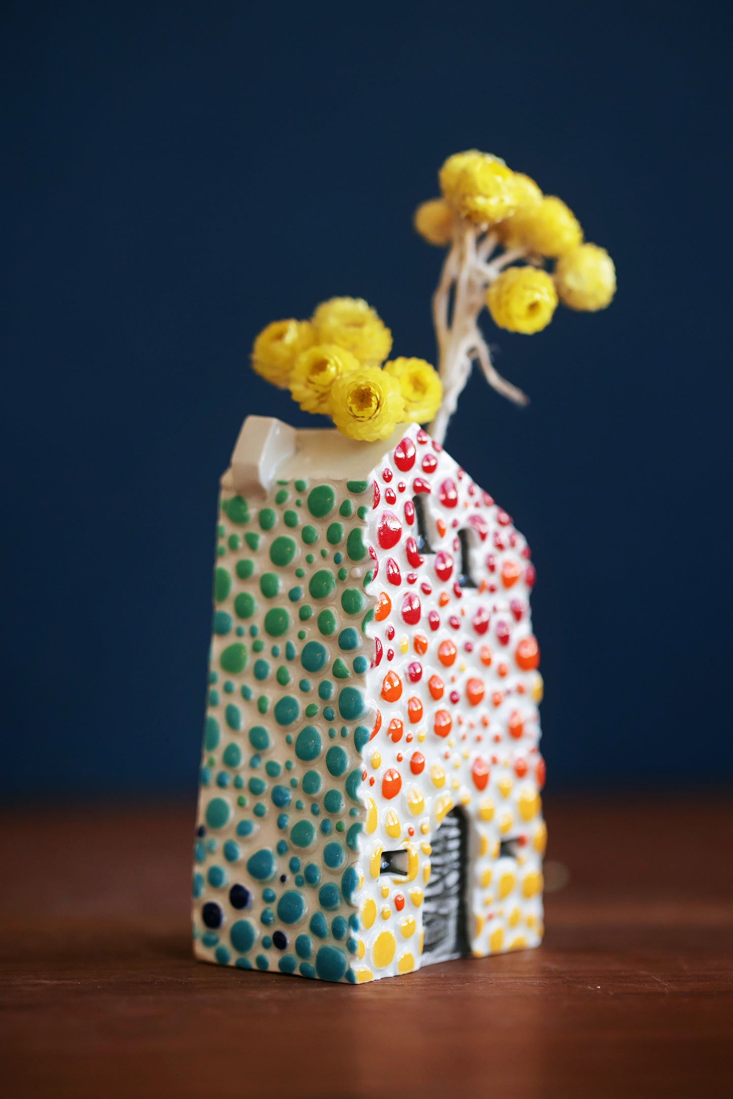 Whimsical Rainbow Bud Vases - Cobblestone and Rain Texture