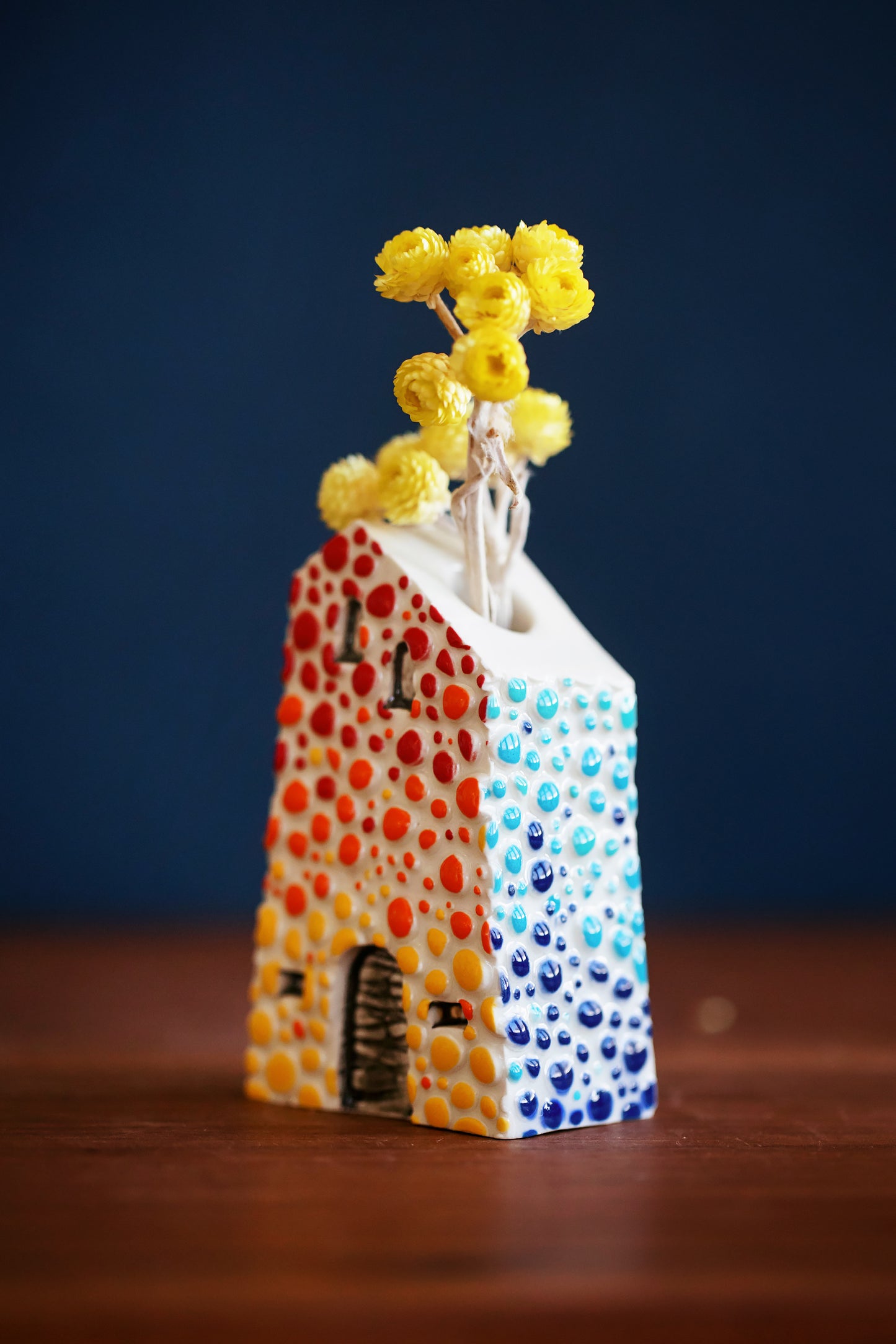 Whimsical Rainbow Bud Vases - Cobblestone and Rain Texture