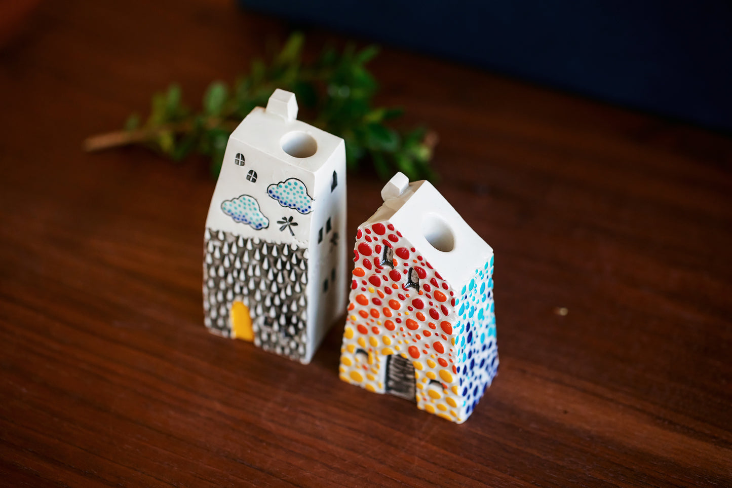 Whimsical Rainbow Bud Vases - Cobblestone and Rain Texture