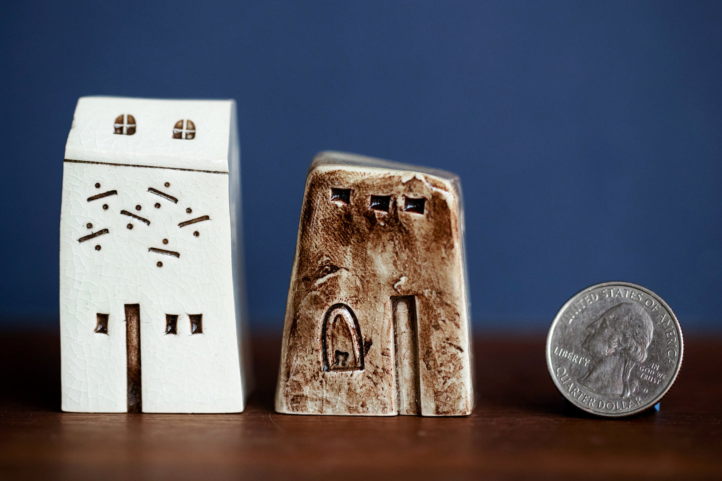 Little Set of Ceramic Houses with Cat in Window - Old World Style