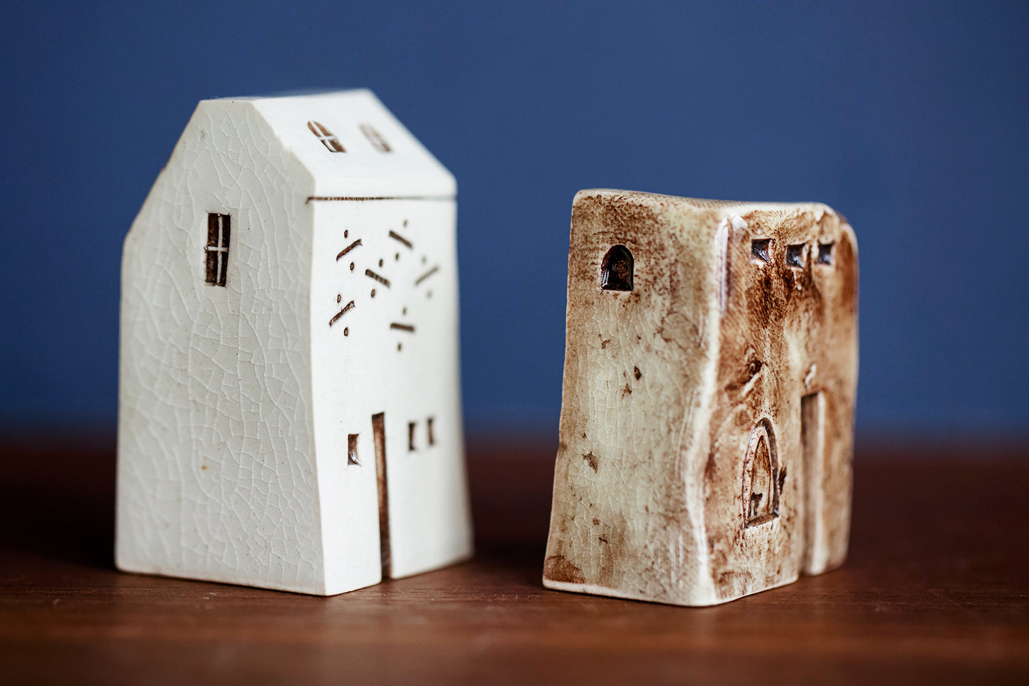 Little Set of Ceramic Houses with Cat in Window - Old World Style