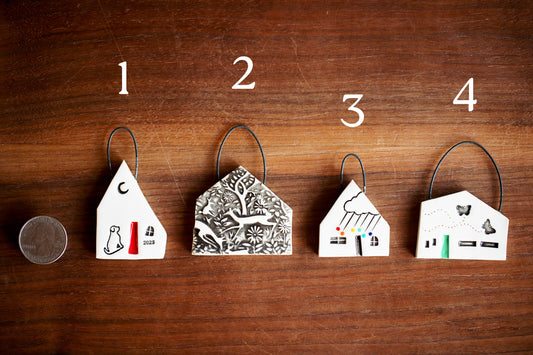 Small Ceramic Holiday Ornaments - Dog, Butterflies, Rainbow, Woodland