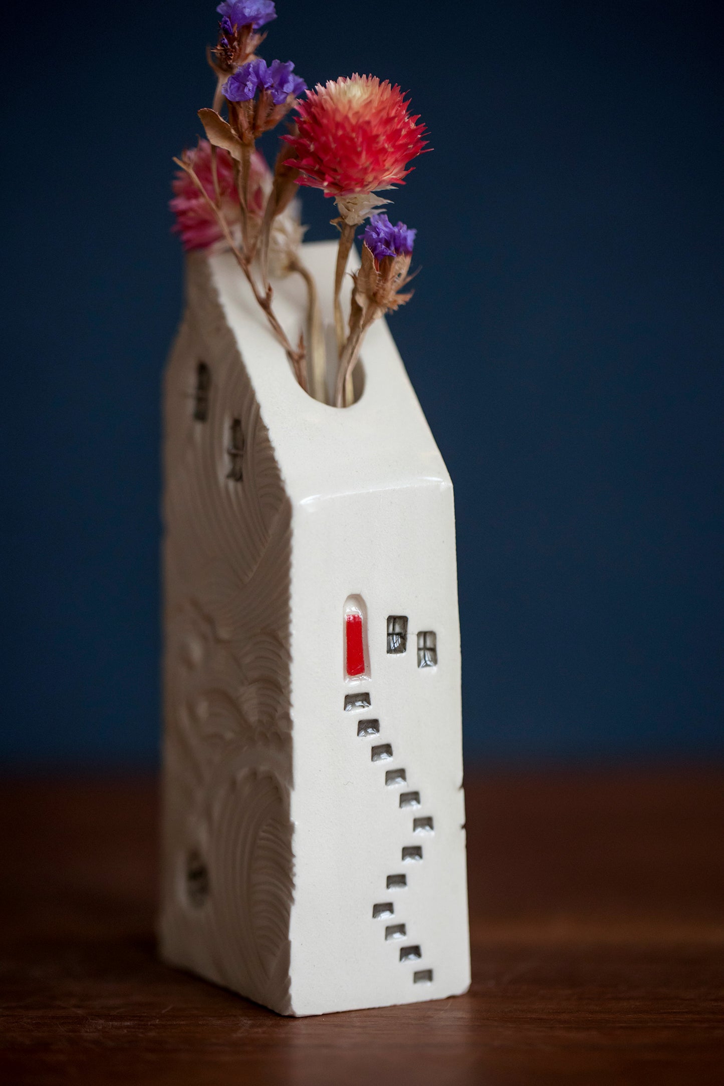 Bud Vase House with Bicycles and Clouds