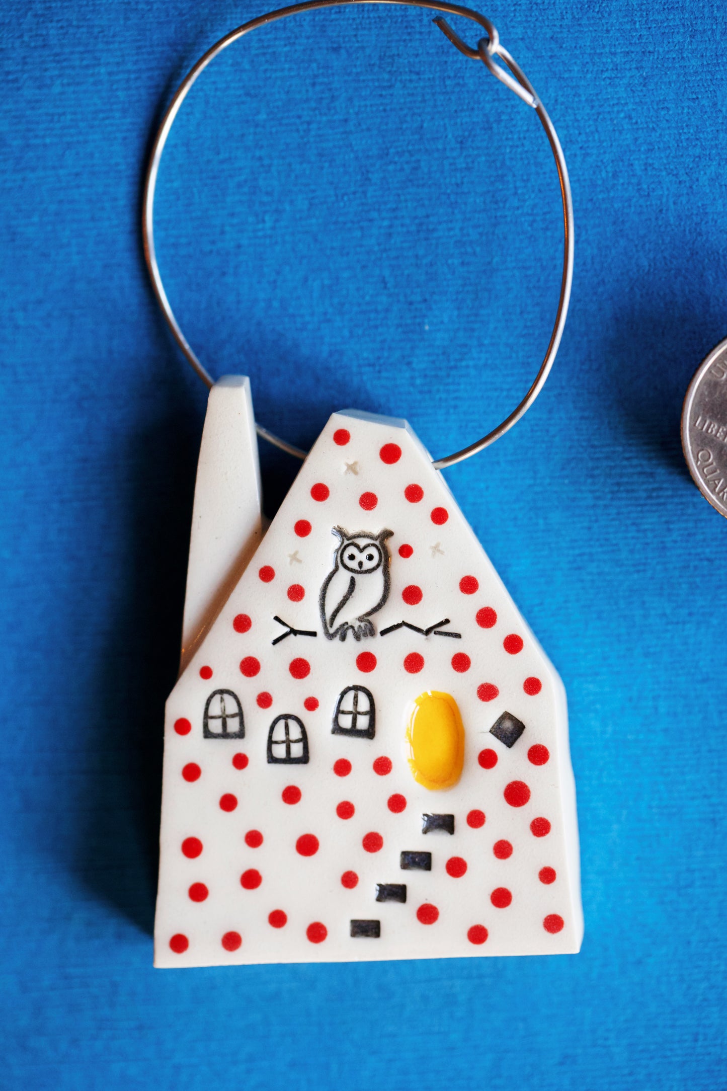 Handmade Colorful Ceramic Christmas Ornaments with Owl, Cats
